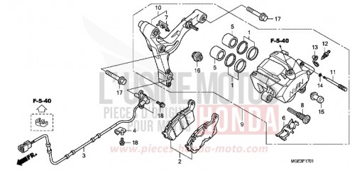 REAR BRAKE CALIPER (VFR1200FD) VFR1200FDC de 2012